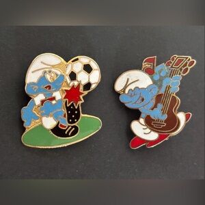 Vintage Smurf Enamel Pin Set